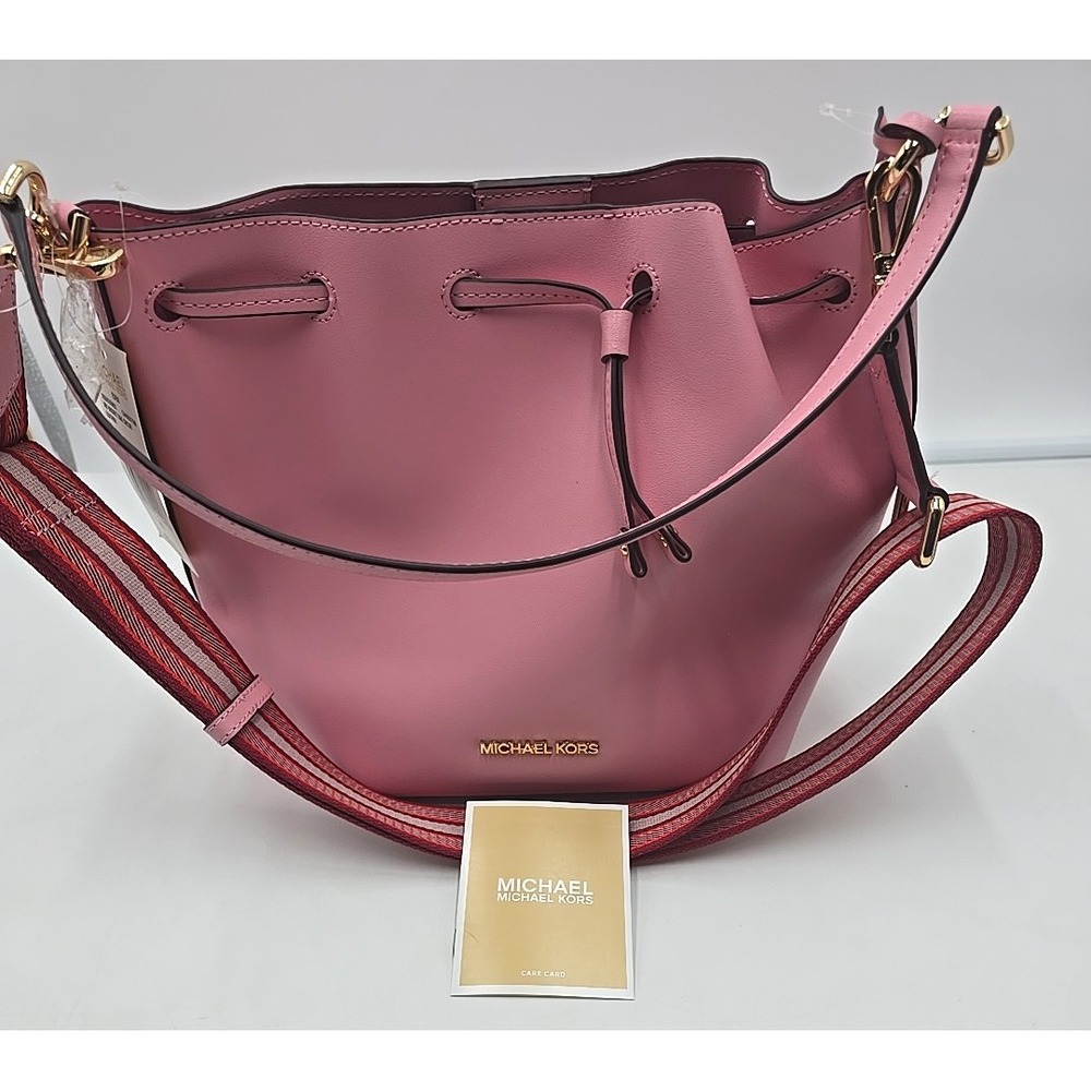 NEW MICHAEL Michael Kors Eden Medium Leather Pink Bucket Shoulder Bag MSRP $398. - Picture 15 of 16
